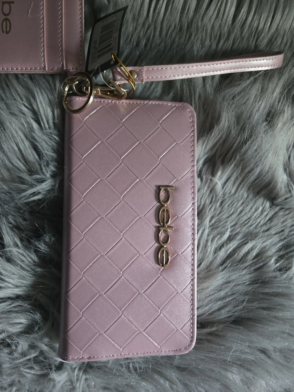 bebe Women's Pink Quilted Wallet and Card Holder Set